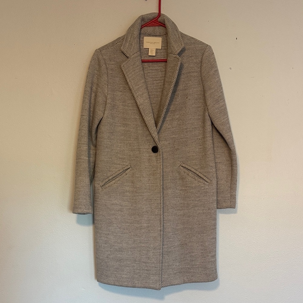 Christian Siriano Gray Herringbone Blazer